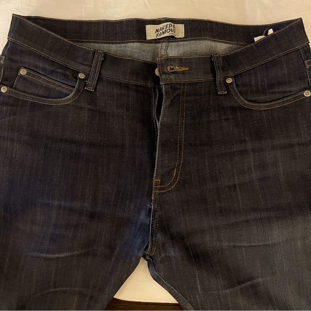 Naked and Famous. Stacked guy. Indigo selvedge. 34 skinny